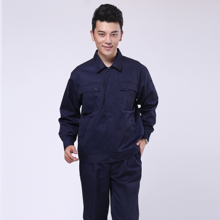 深藍滌棉紗卡物流類工作服裝AC070-WL