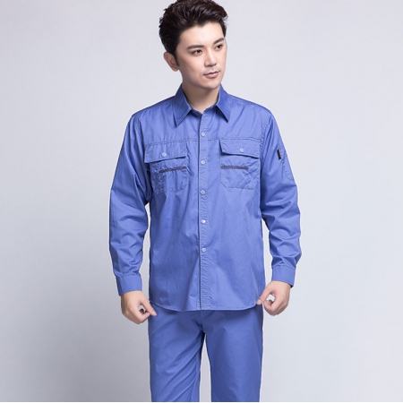 湖藍(lán)色夏季長袖工作服