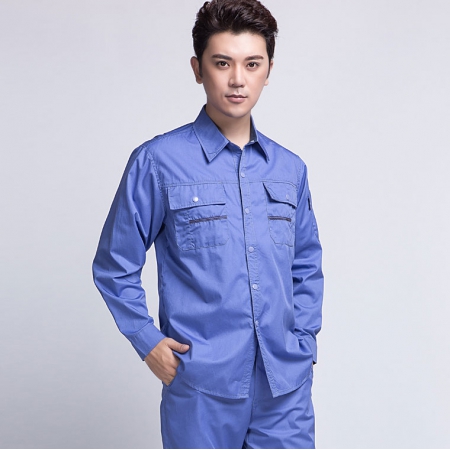 湖藍(lán)色夏季長袖工作服